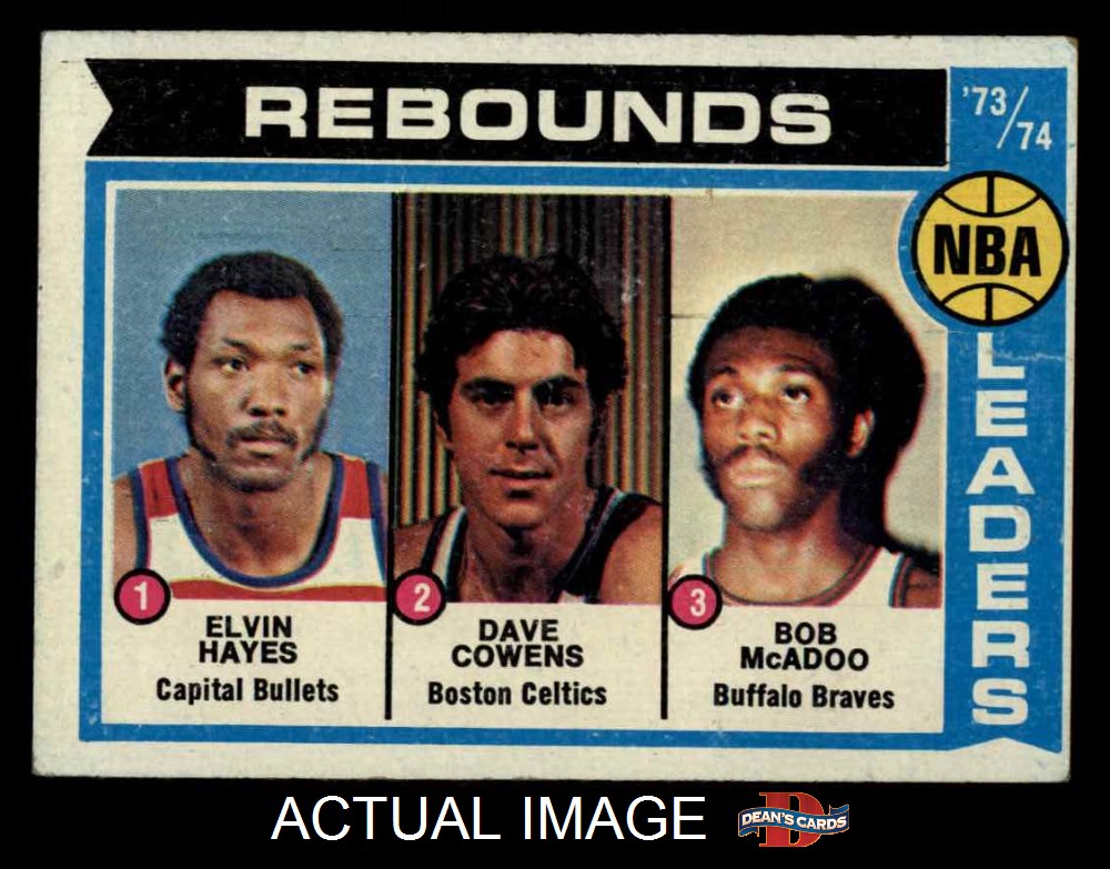 1974 topps #148 dave cowens / elvin hayes / bob mcadoo vg l1785