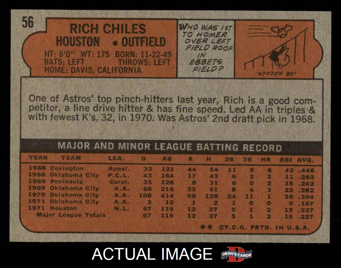 1972 topps #56 rich chiles nm a40371