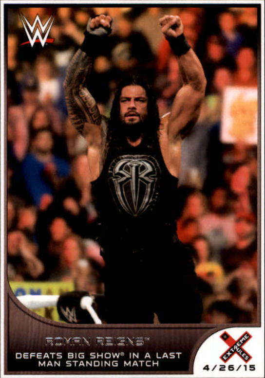 2016 topps wwe road to wrestlemania #23 roman reigns defeats big