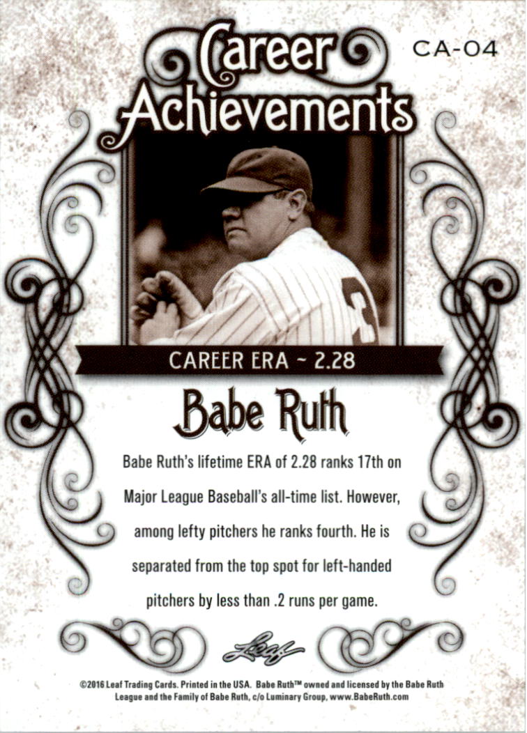 2016 Leaf Babe Ruth Collection Career Achievements CA4 Babe Ruth NM MT