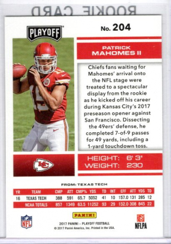 Playoff Patrick Mahomes Ii Rc Nm Mt