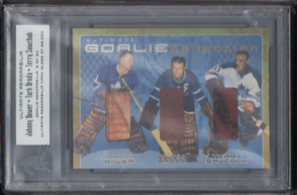 2000-01 BAP Ultimate Memorabilia Goalie Memorabilia #GM19 Johnny Bower/Turk Broda/Terry Sawchuk