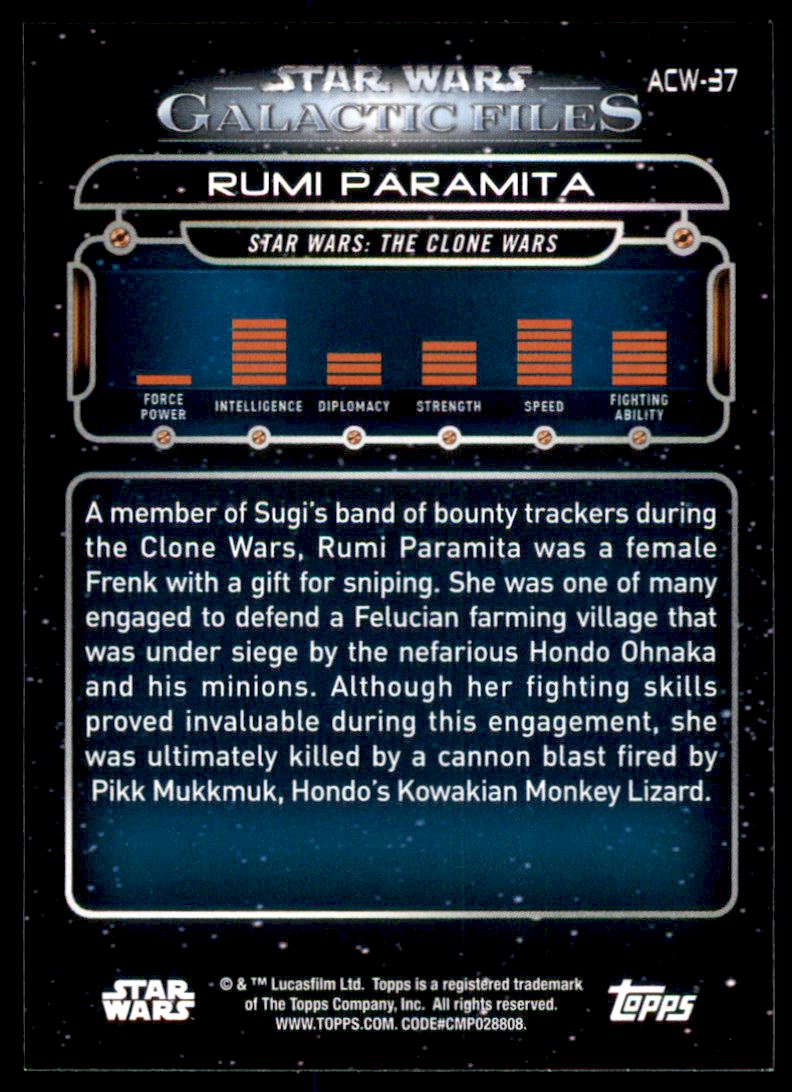 2018 Topps Star Wars Galactic Files Blue ACW37 Rumi Paramita NM MT