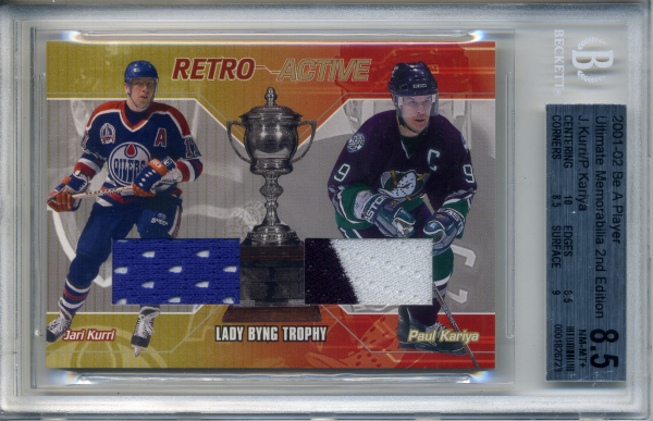 2001-02 BAP Ultimate Memorabilia Retro Trophies #7 Jari Kurri/Paul Kariya/Lady Byng Trophy