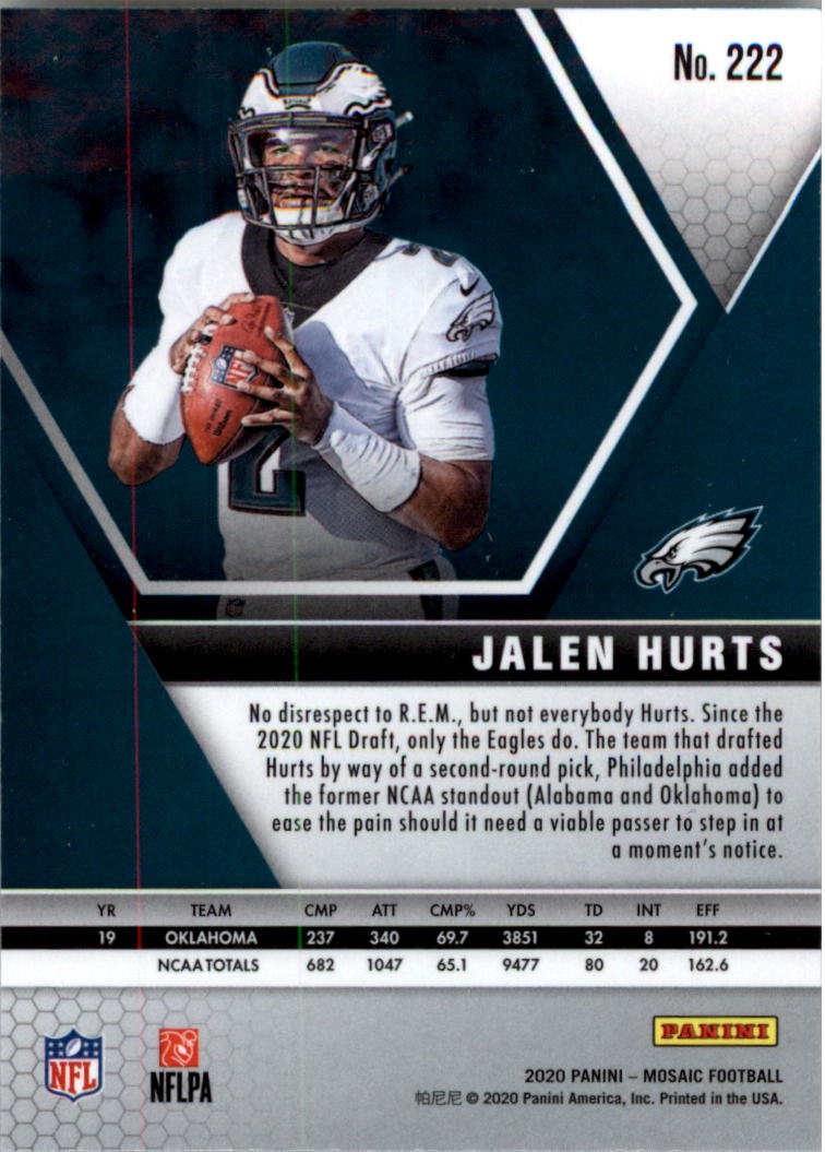 2020 Panini Mosaic 222 Jalen Hurts RC NM MT