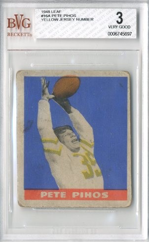 1948 Leaf #16A Pete Pihos YJN RC/(Yellow jersey number)