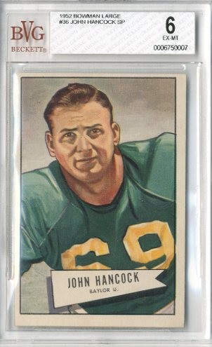 1952 Bowman Large #36 John Hancock SP RC