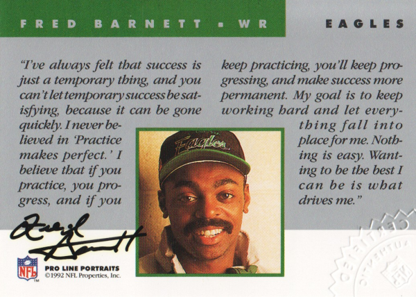 1992 Pro Line Portraits Autographs #2 Fred Barnett