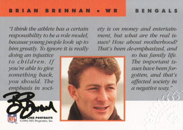 1992 Pro Line Portraits Autographs #8 Brian Brennan