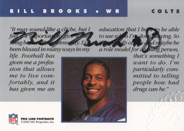 1992 Pro Line Portraits Autographs #9 Bill Brooks