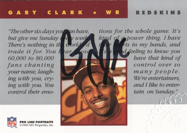1992 Pro Line Portraits Autographs #20 Gary Clark