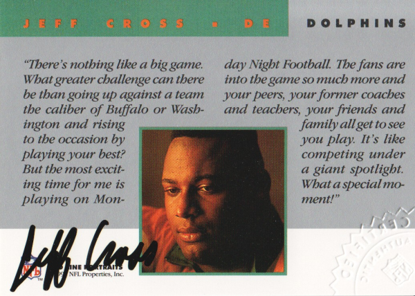 1992 Pro Line Portraits Autographs #29 Jeff Cross