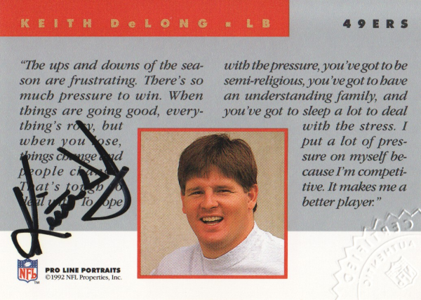 1992 Pro Line Portraits Autographs #31 Keith DeLong