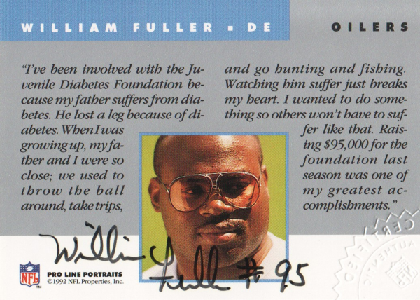 1992 Pro Line Portraits Autographs #51 William Fuller