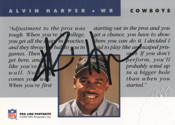 1992 Pro Line Portraits Autographs #62 Alvin Harper