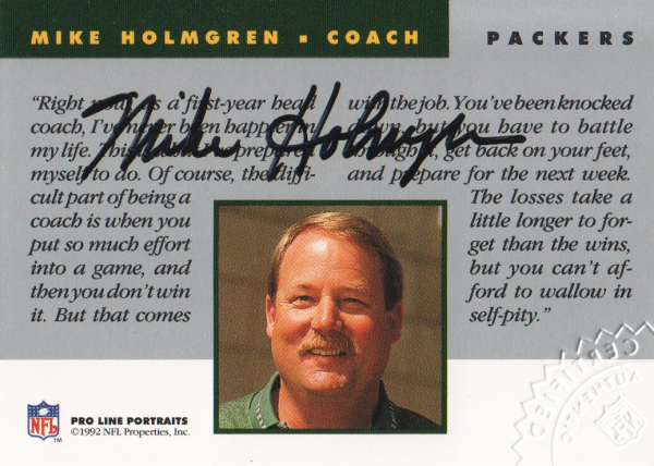 1992 Pro Line Portraits Autographs #70 Mike Holmgren CO