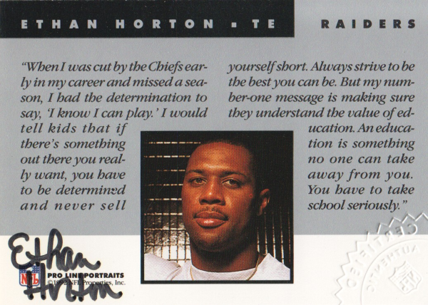 1992 Pro Line Portraits Autographs #71 Ethan Horton