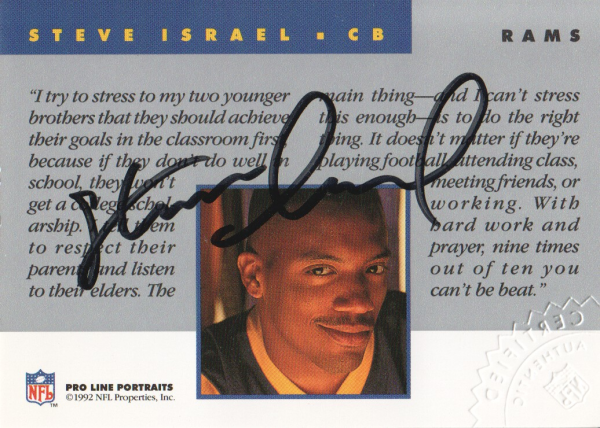 1992 Pro Line Portraits Autographs #73 Steve Israel