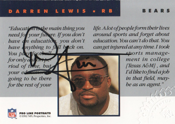 1992 Pro Line Portraits Autographs #87 Darren Lewis