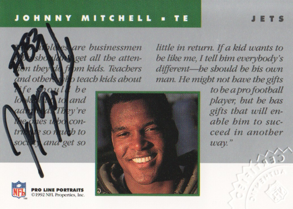 1992 Pro Line Portraits Autographs #100 Johnny Mitchell