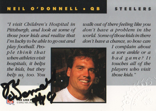1992 Pro Line Portraits Autographs #106 Neil O'Donnell