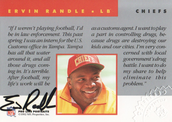 1992 Pro Line Portraits Autographs #110 Ervin Randle