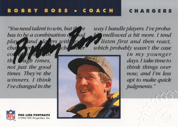 1992 Pro Line Portraits Autographs #113 Bobby Ross CO