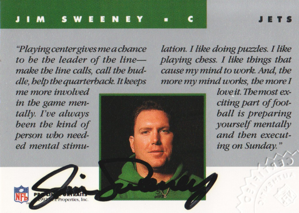 1992 Pro Line Portraits Autographs #133 Jim Sweeney