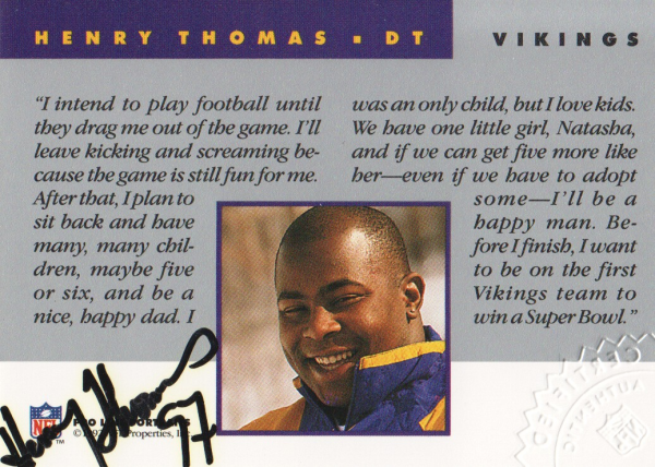 1992 Pro Line Portraits Autographs #137 Henry Thomas