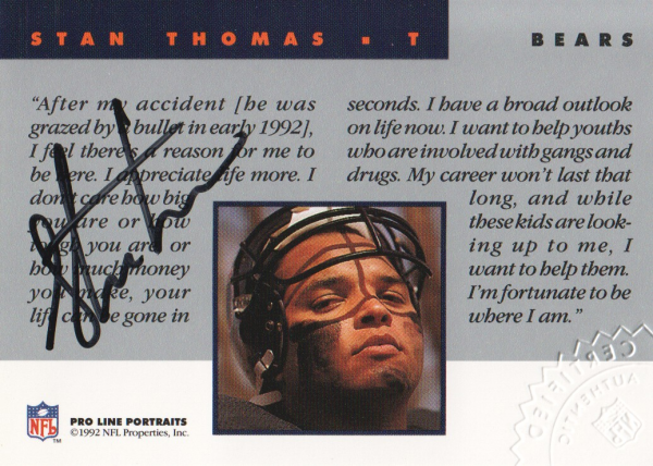 1992 Pro Line Portraits Autographs #138 Stan Thomas