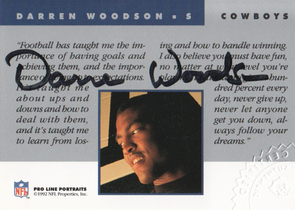1992 Pro Line Portraits Autographs #159 Darren Woodson