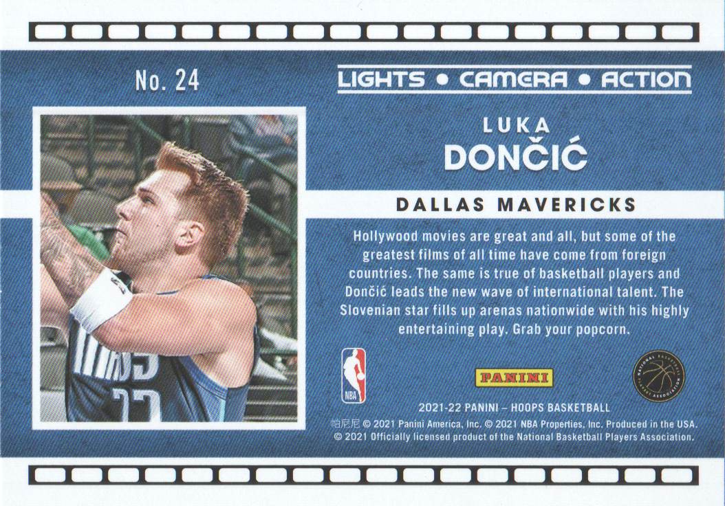 2021 22 Hoops Lights Camera Action Holo 24 Luka Doncic NM MT