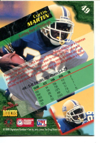 1995 Signature Rookies Autographs International #49 Curtis Martin back image