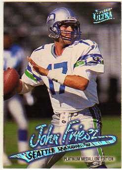 1997 Ultra Platinum Medallion #24 John Friesz