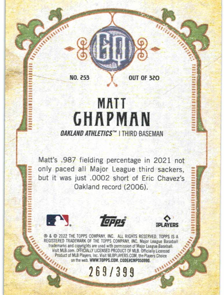 Topps Gypsy Queen Burnt Umber Matt Chapman Nm Mt The