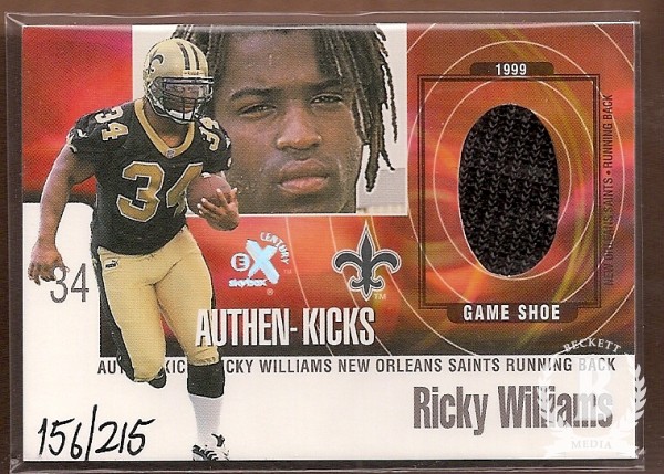 1999 E-X Century Authen-Kicks #11AK Ricky Williams/215