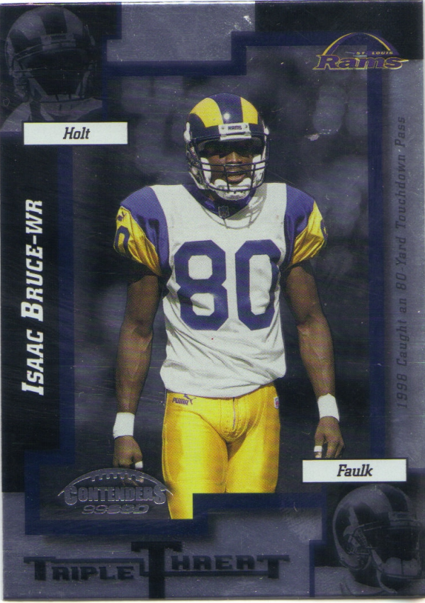 1999 Playoff Contenders SSD Triple Threat #TT20 Isaac Bruce/Torry Holt/Marshall Faulk