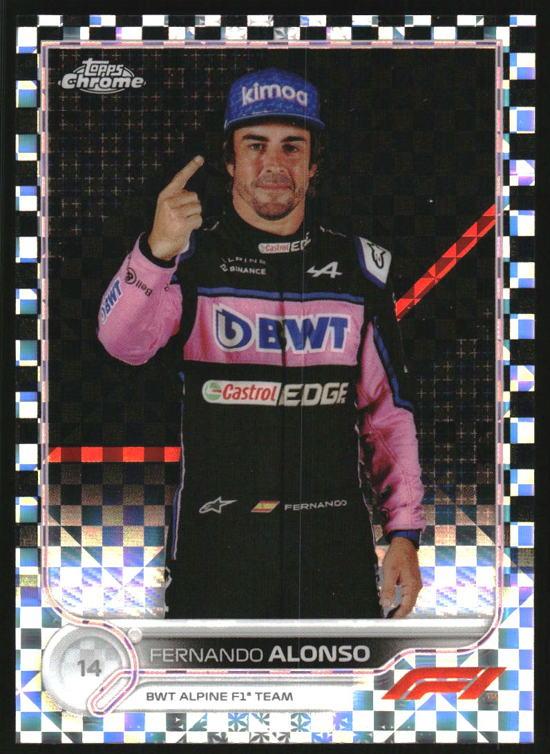 2022 Topps Chrome Formula 1 Checker Flag Refractors 13 Fernando Alonso