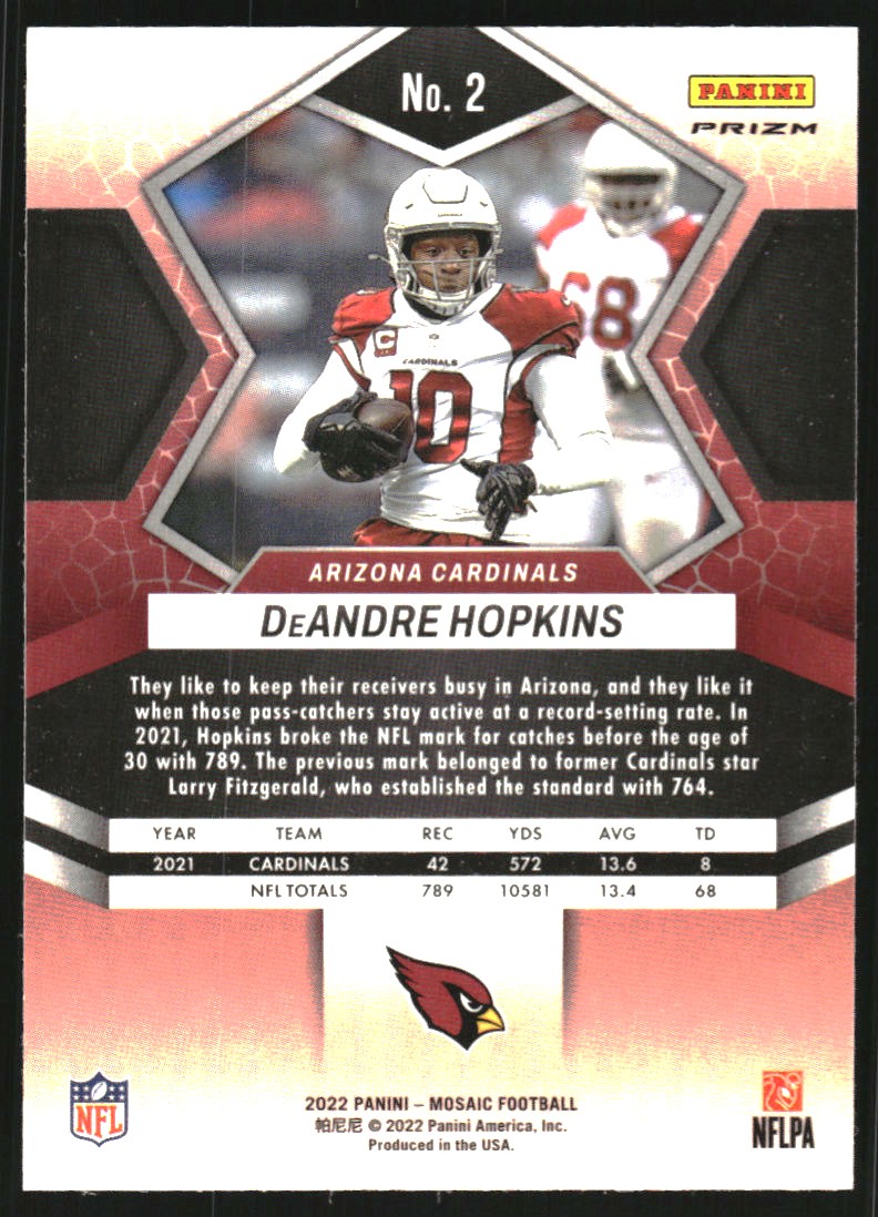 Panini Mosaic Mosaic Reactive Orange Deandre Hopkins Nm Mt