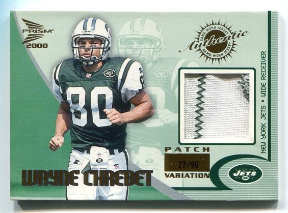 2000 Pacific Prism Prospects Game Worn Jerseys Patches #6 Wayne Chrebet/90