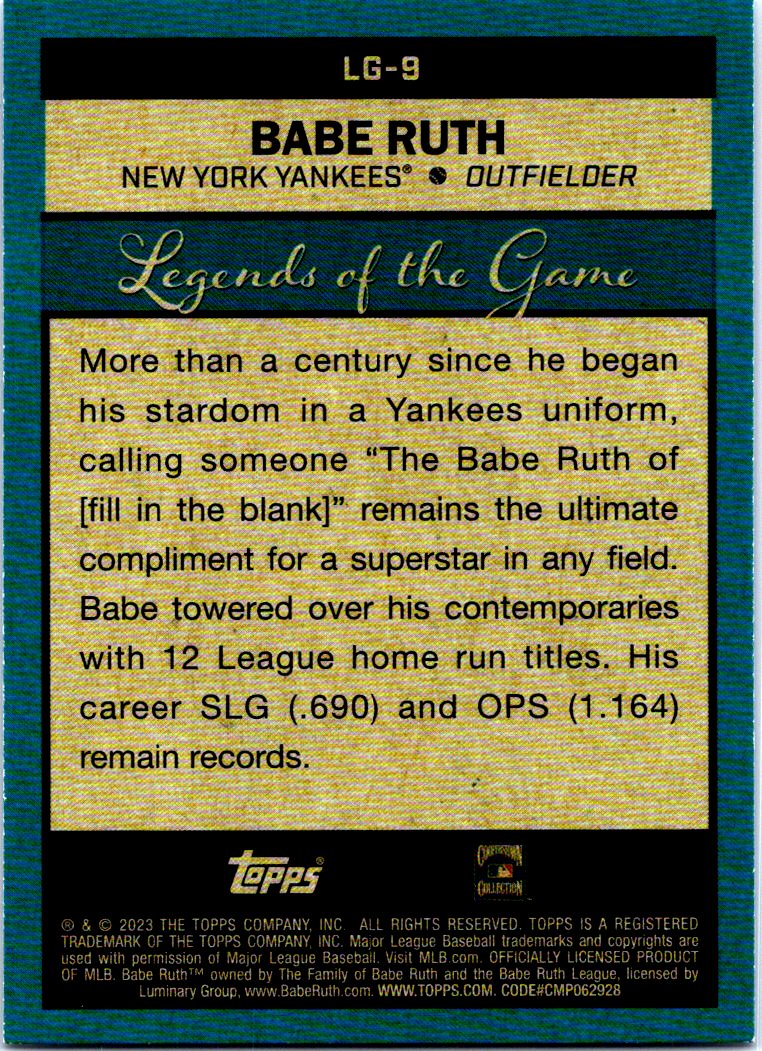 Topps Legends Of The Game Lg Babe Ruth Nm Mt