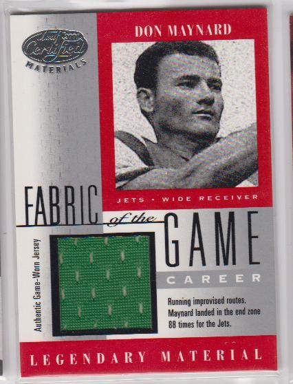 2001 Leaf Certified Materials Fabric of the Game #10CR Don Maynard/88