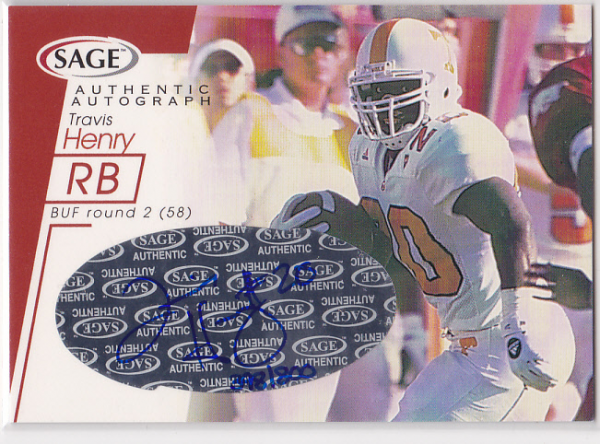 2001 SAGE Autographs Red #A22 Travis Henry/800