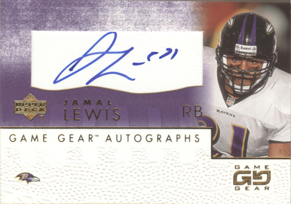2001 UD Game Gear Autographs #JLGS Jamal Lewis SP/295*