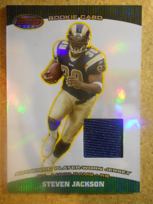 2004 Bowman's Best #115 Steven Jackson JSY RC I