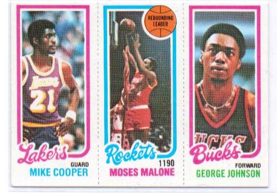 1980-81 Topps #45 137 Michael Cooper/103 Moses Malone TL/148 George Johnson