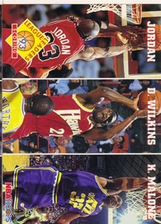 1993-94 Hoops #283 Michael Jordan/Dominique Wilkins/Karl Malone LL