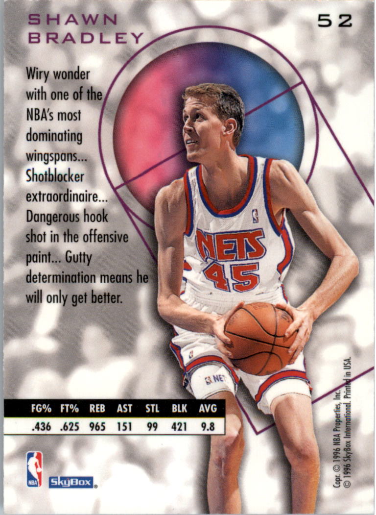 1995-96 e-xl blue #52 shawn bradley - nm-mt