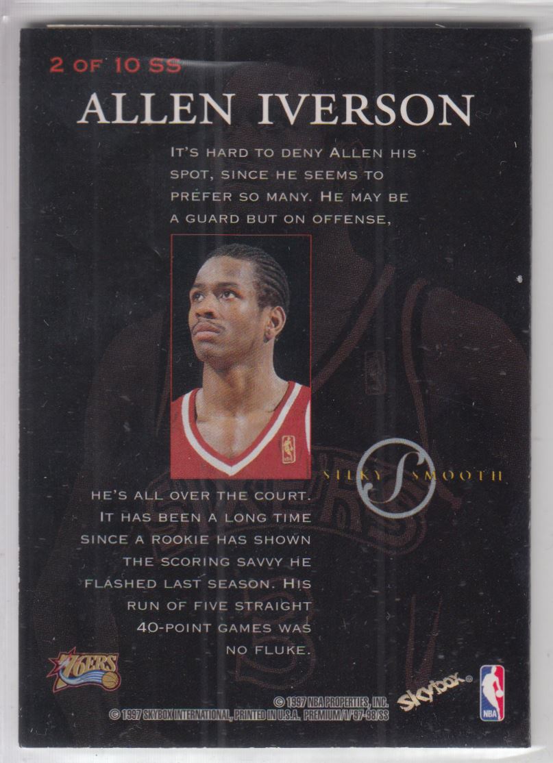 1997 98 SkyBox Premium Silky Smooth 2 Allen Iverson NM MT