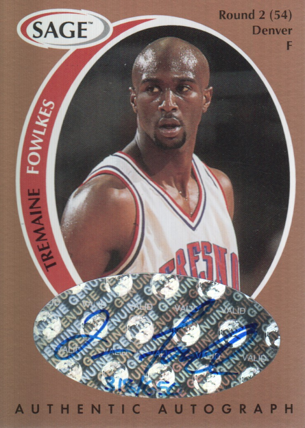 1998 SAGE Autographs Bronze #A14 Tremaine Fowlkes/650